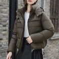thumbnail image 2 of MIUOWANP Women's Lapel Cotton-padded Jacket Women's Long Sleeved Solid Color With Pocket Lapel Cotton Jacket Coffee L, 2 of 5