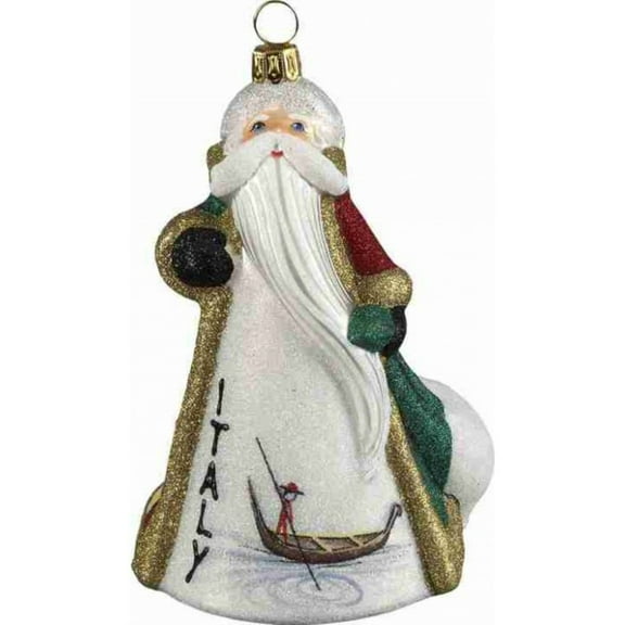 Italian Santa in Italy Polish Blown Glass Glitterazzi Christmas Ornament