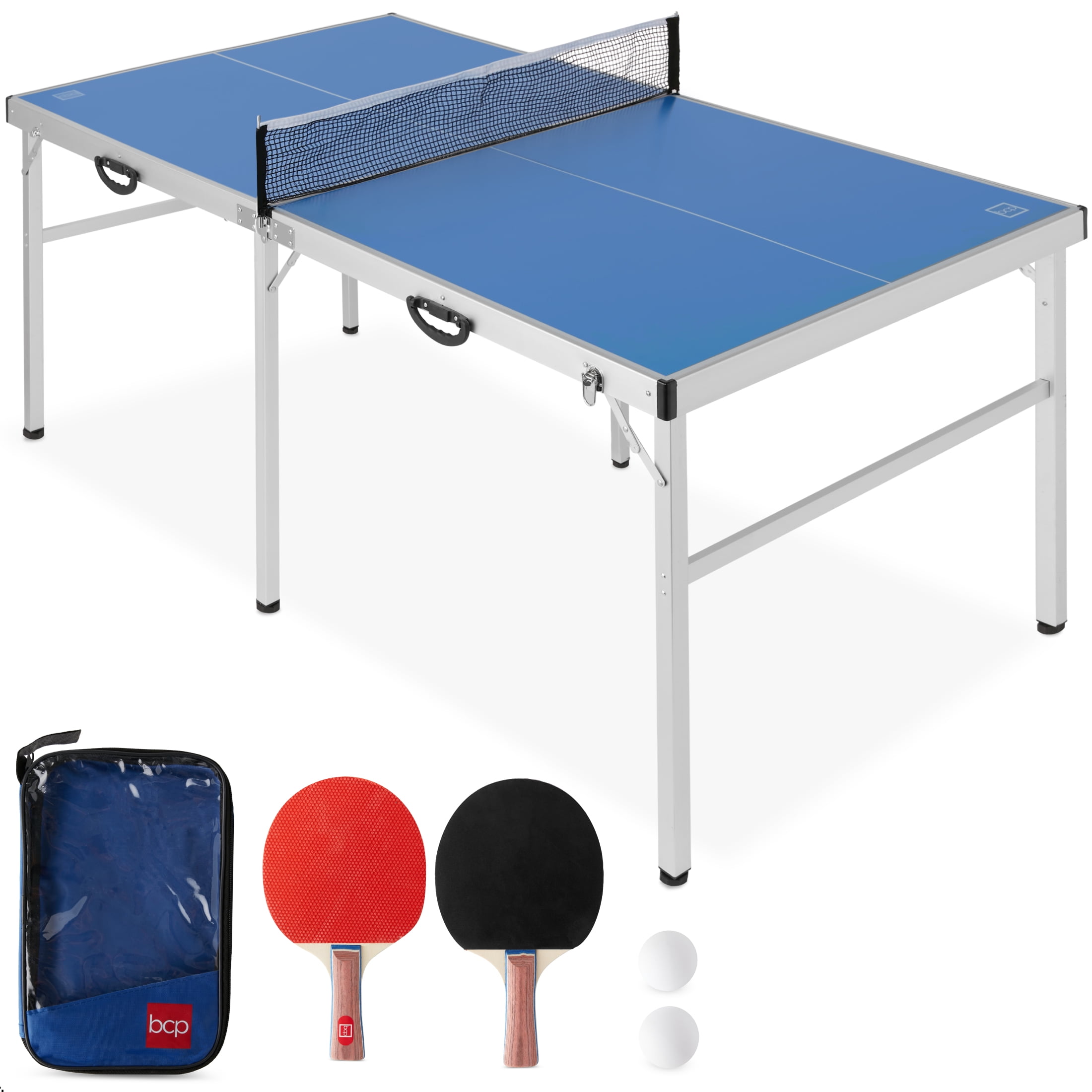 Brand New Double Fish Table Tennis Ping Pong Exercise Sport Games Cyan Ball Net 