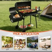 UBesGoo Charcoal Grill Portable BBQ Grill and Offset Smoker Steel BBQ Pit Outdoor for Camping, Black