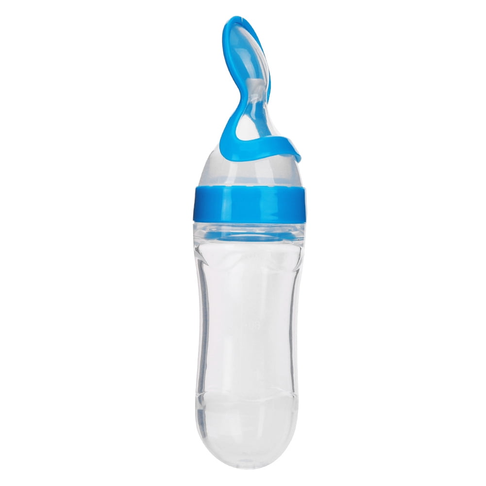 Tebru 90ml Baby Food Feeder, Silicone Baby Toddler Feeding Bottle With Spoon Baby Food Fruit Feeder Pacifier For Infant Baby Boys Girls