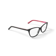 Walmart Women’s FM17238 Square Prescription Eyeglassess with Case, Black/Red