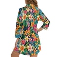 thumbnail image 2 of Xoenoiee Tropical Plumeria Flower Palm Leaves Print Women's Swimsuit Coverup Button Down Beach Cover Ups Shirt Dress Summer Casual Oversized Vacation Swimwear with Pocket, Size XL, 2 of 7