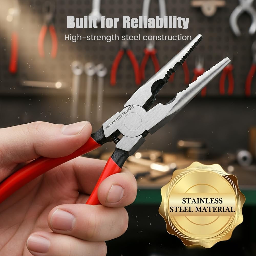Professional Hose Clamp Kit 6Pcs, Fuel Line Pliers Set, Includes Disconnecting Pliers, Crimping Plier, Cutting Plier, And Wire Strippers for Tackle Wiring, Electrical Repairs, Auto Maintenance (4)