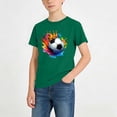 thumbnail image 2 of DJDLJWCJ Boys Crewneck T-shirt Soccer Graphic Printed Short Sleeve Shirts Stretch Soft Summer Lightweight Athletic Sports Shirts Green Size 12-13 Years, 2 of 8