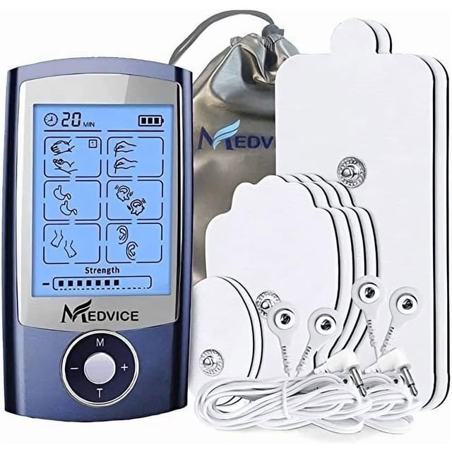 Estimulador muscular recargable MEDVICE Tens de segunda generación, 16 modos y 8 almohadillas mejoradas para el alivio y control natural del dolor, mini masajeador de impulsos eléctricos aprobado por