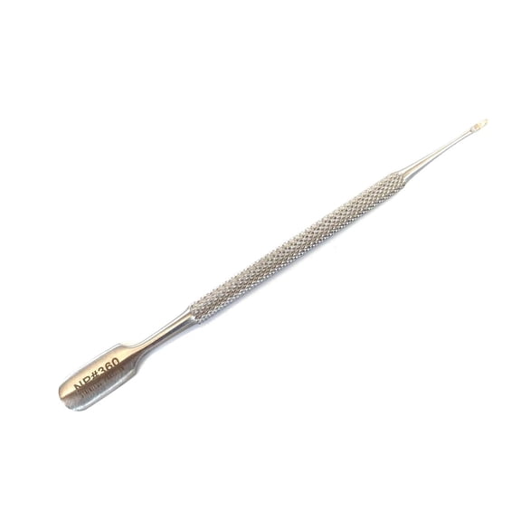 MT Cuticle Pusher and Spoon Nail Cleaner, Manicure Tool, Silver Stainless Steel