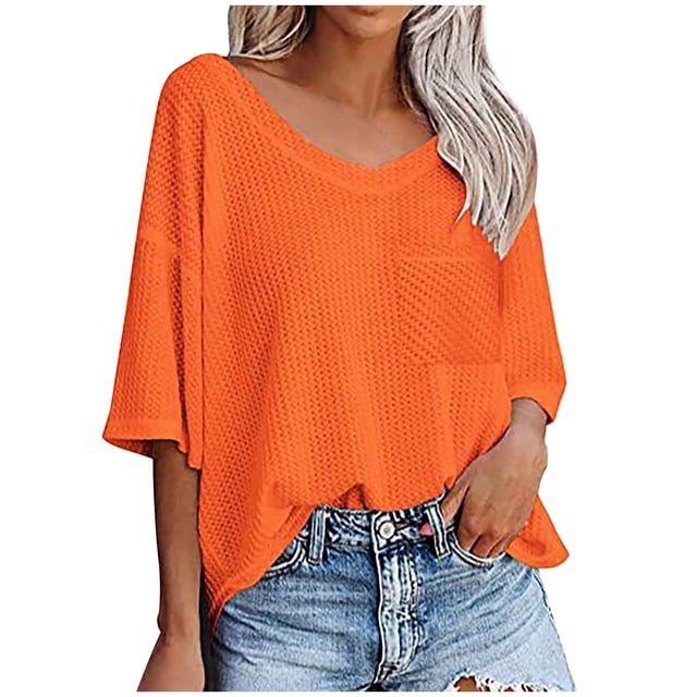 Birdeem T-Shirt Décontracté Mode Femme Col en V Manches Courtes Ample