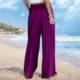 thumbnail image 4 of SELONE Wide Leg Trousers for Women Dressy Plus Size Workout Pants with Pockets Wide Leg Full Length Loose Casual Long Workout Pants for Work out Solid Yoga Purple L Tall Breathable Gym Clothes, 4 of 6