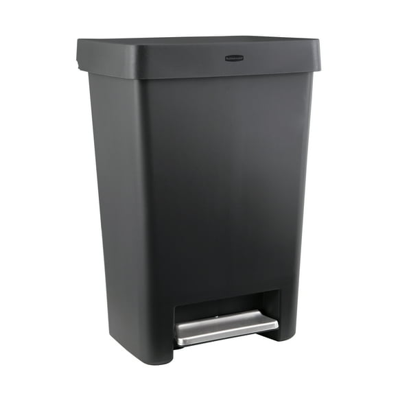 Rubbermaid 13 Gallon Step-On Kitchen Trash Can with Lid, Garbage Can, Charcoal Trash Container