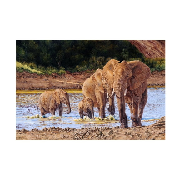 Canvas Wall Art - Delene Lambert 'Its an Elephant World' Wall Art for Living Room, Bedroom, or Office Décor by Trademark Fine Art - 19 x 12 Inches