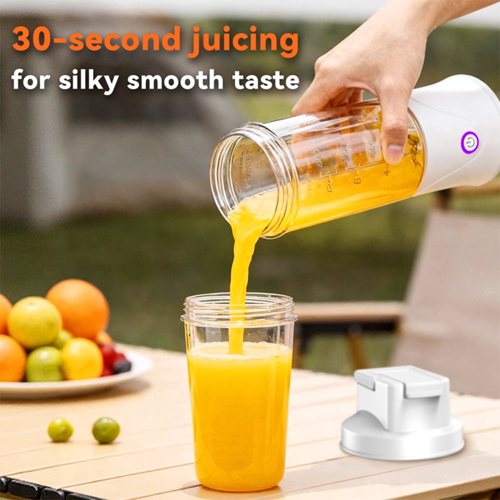 Flaremore 420ml Portable Blender for Shakes & Smoothies, USB Rechargeable Personal Blenders with 12 Blades,Digital LED Display,Mini Juicer Mixer with Handle Lid for Carrying, White