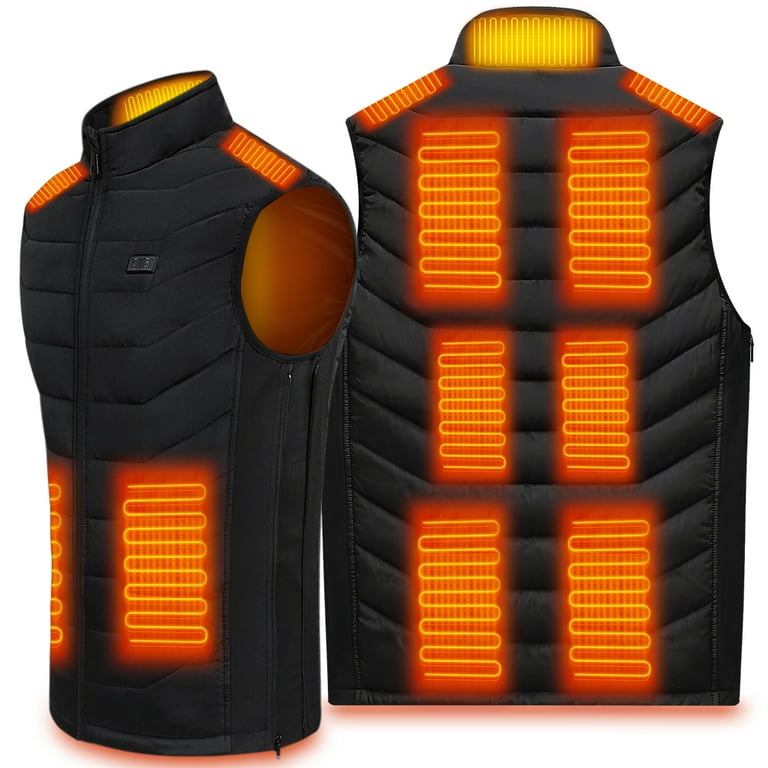 NOGOX USB Charging Heated Vest with 3-Speed Vibration Massage, Washable  Heating Gilet Jacket with 11 Heating Zones(Size:Large,Color:Black)