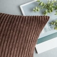 thumbnail image 2 of Ashler Soft Corduroy Velvet Striped Solid Throw Pillow Cushion Cover, Brown, 22 x 22 inch, 2 Packs, 2 of 5