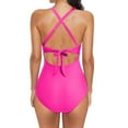 thumbnail image 3 of Sngxgn Swimsuit Women Tummy Control Vintage Swimsuits U Back Modest Swimwear(Pink,M), 3 of 4