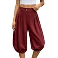 thumbnail image 5 of Tqcoqu Bermuda Shorts for Women Wide Leg Pants Summer Baggy Drawstring Waist Balloon Short with Pockets,Red Women's S-XXL, 5 of 9