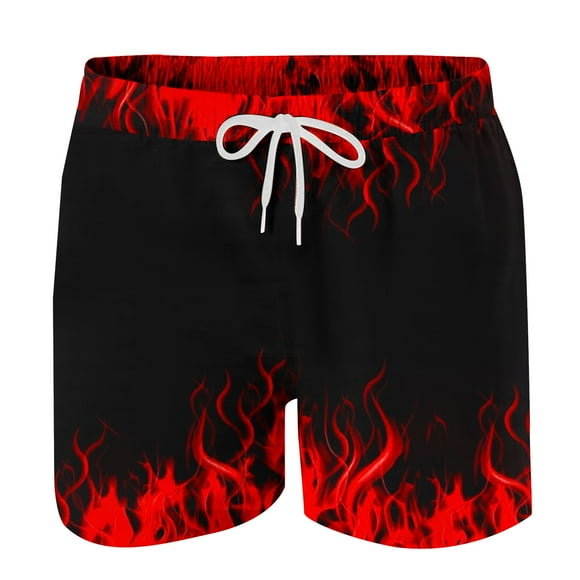Neisaus Shorts Grande Taille Été Liquidation pour Hommes Impression Flamme Impression Spéciale Plage Décontracté Short Pantalon