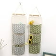 thumbnail image 3 of 3 Pockets Wall Door Closet Home Hanging Storage Bag Linen Fabric Organizer Pouch(Yellow), 3 of 10