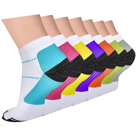 TELOLY 7 Pairs Ankle Compression Socks for Men Women Athletic Compression Socks