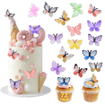 thumbnail image 1 of Decoraciones de mariposas para tartas de fiesta, 72 piezas de decoraciones comestibles para tartas con mariposas, decoraciones comestibles de papel con mariposas para cupcakes, para bodas,, 1 of 7