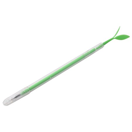 Plastic Light Pen - Office Student Plastic Grass Shape 0.5mm Needle Tip Writing Gel Pen Green Clear