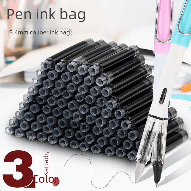 Juego de combinación de bolígrafos de plástico con bolsa de tinta azul, negra y roja universal de calibre 3,4 mm, accesorios para bolígrafos de estudiantes