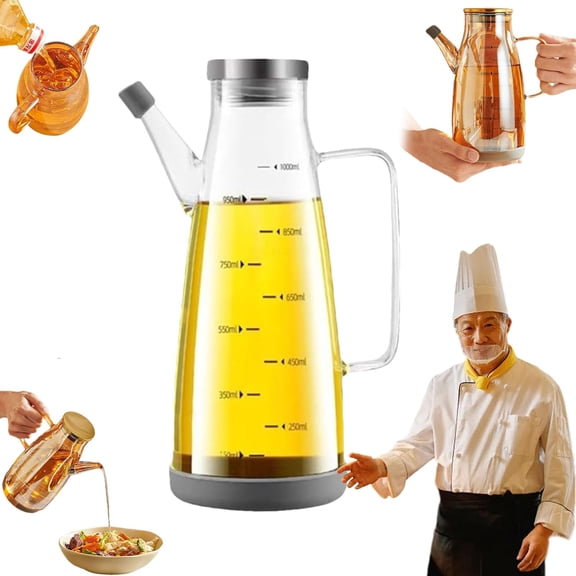 Oil Dispenser Bottle With Drip Free Spout, 2025 Olive Oil Dispenser For Kitchen, 1000ml/800ml Thickened Glass Oil Dispenser Bottle, Kitchen Gadgets Cooking Oil Dispenser For Cooking (B-1000ML)