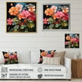 thumbnail image 4 of Designart "Coral Geraniums Garden Euphony I" Floral Floater Framed Wall Art Living Room, 4 of 7