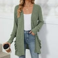 thumbnail image 5 of miqiqism Womens Long Sleeve Sweater Juniors Color Block Cardigan Teen Girls Open Front Chunky Knit Slouchy Sweaters With Pocket Outerwear Solid Fall Winter Coats,Army Green,X-Large, 5 of 5