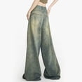 thumbnail image 4 of Womens Retro Yellow Mud Denim Jeans With A High Waist Straight Leg Wide Leg And Floor Length Pants Denim Boot Cut on Denim Denim Look Leggings Jag Cords Tall Woman Clothes plus Size on Pants Designer, 4 of 8