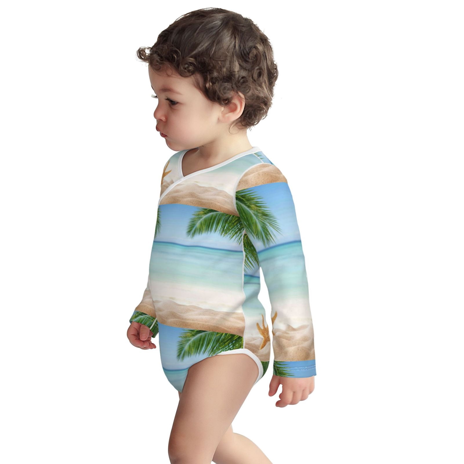 Picia Starfish in Beach for unisex-baby Long-sleeve Bodysuit,Newborn Baby Boy Girl Onsies Bodysuit-3 Months