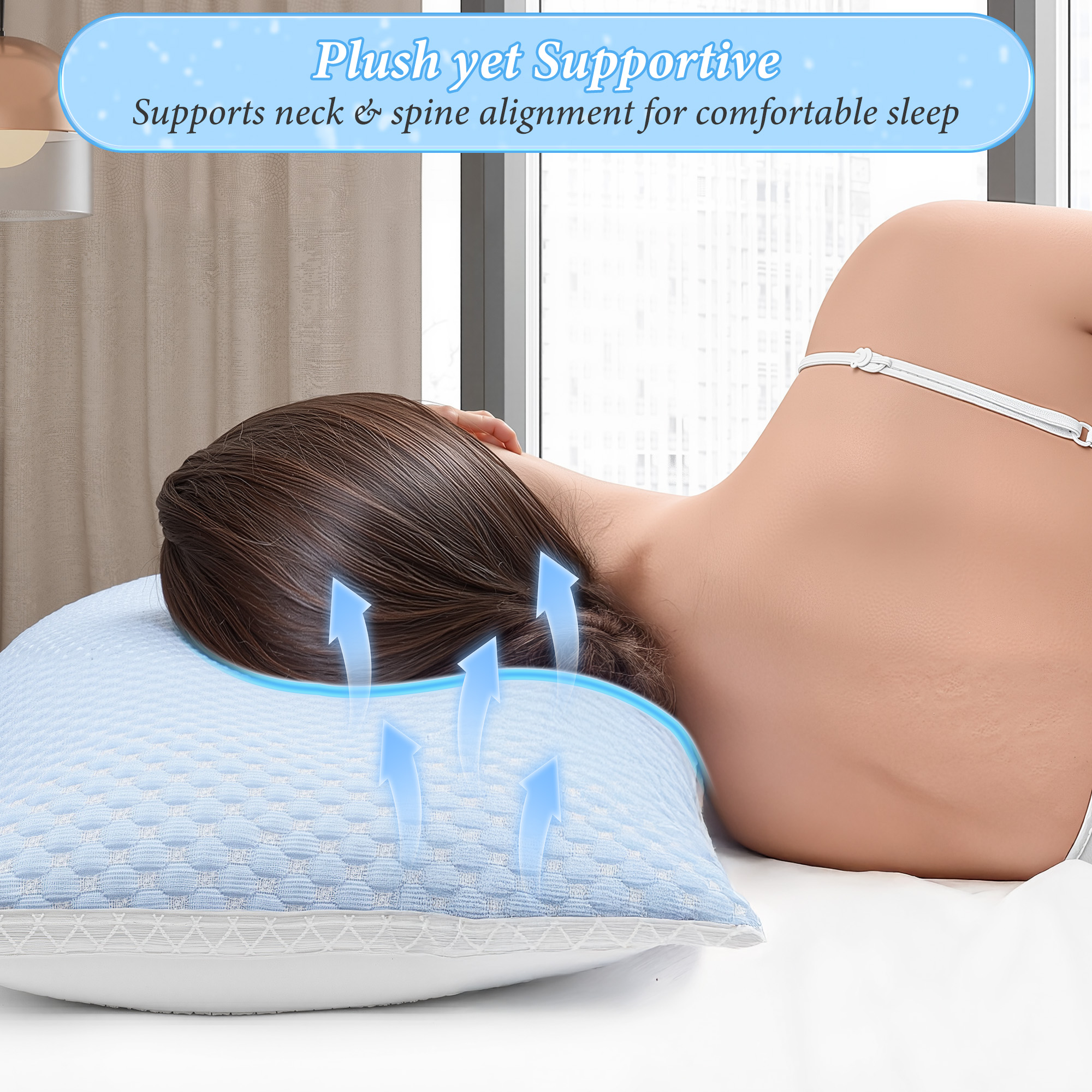 Set of 2 Pillows, Adjustable Zipper Bed Pillows for Side, Back and Stomach Sleepers, 20" x 30"