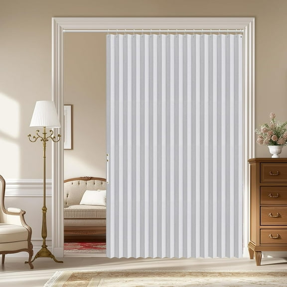 100% Blackout Accordion Doors Interior Closet Curtain Magnetic Door Curtain Invisible Applicable Bedroom Room Living Room Doorway （White 72" W x 78" L 1 Panel