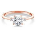 thumbnail image 2 of Gem Stone King 10K Rose Gold Moissanite and White Created Sapphire Solitaire Engagement Ring for Women (0.83 Cttw, Round 6MM, Gemstone Birthstone, Size 9), 2 of 6