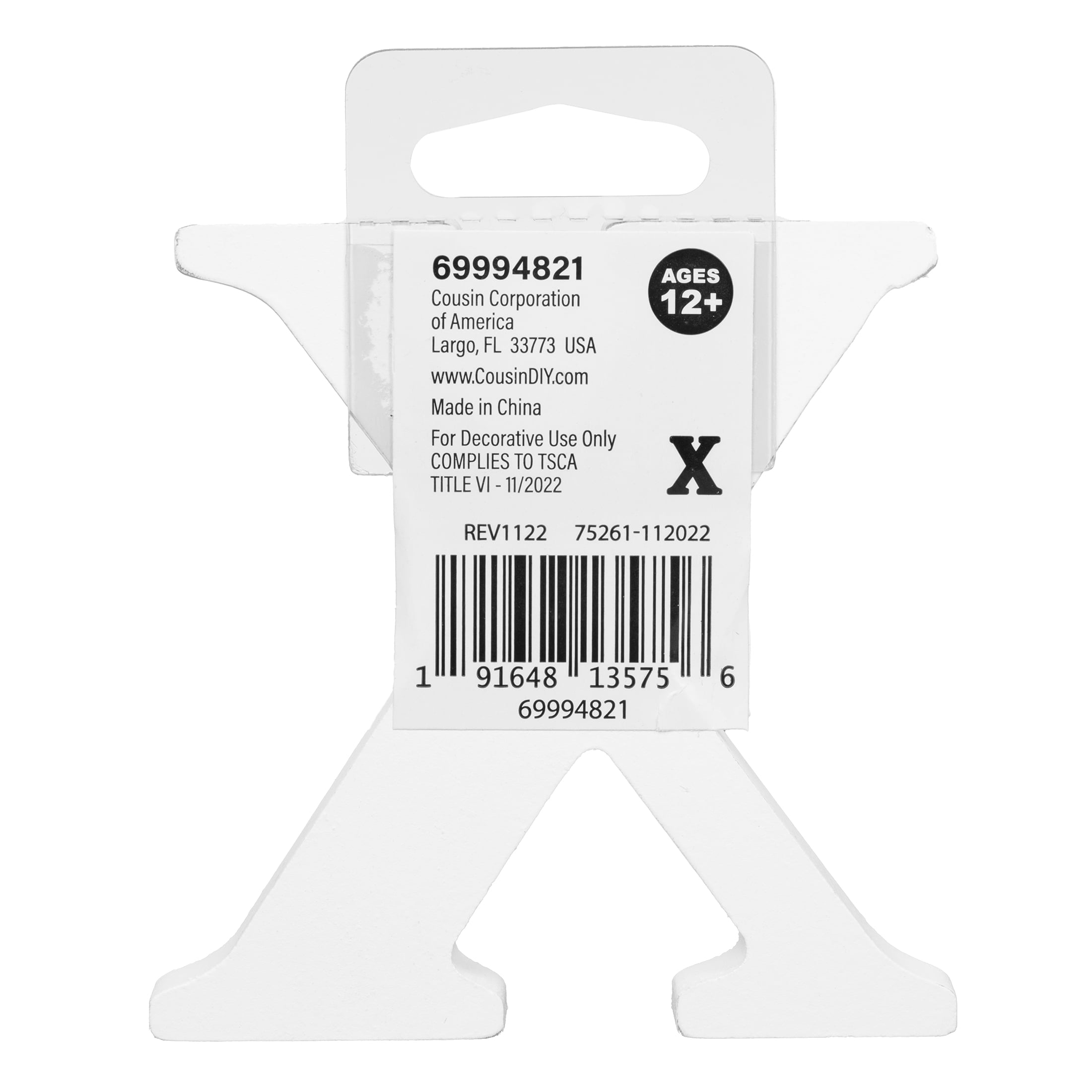Cousin DIY 3" White Wood Letter X
