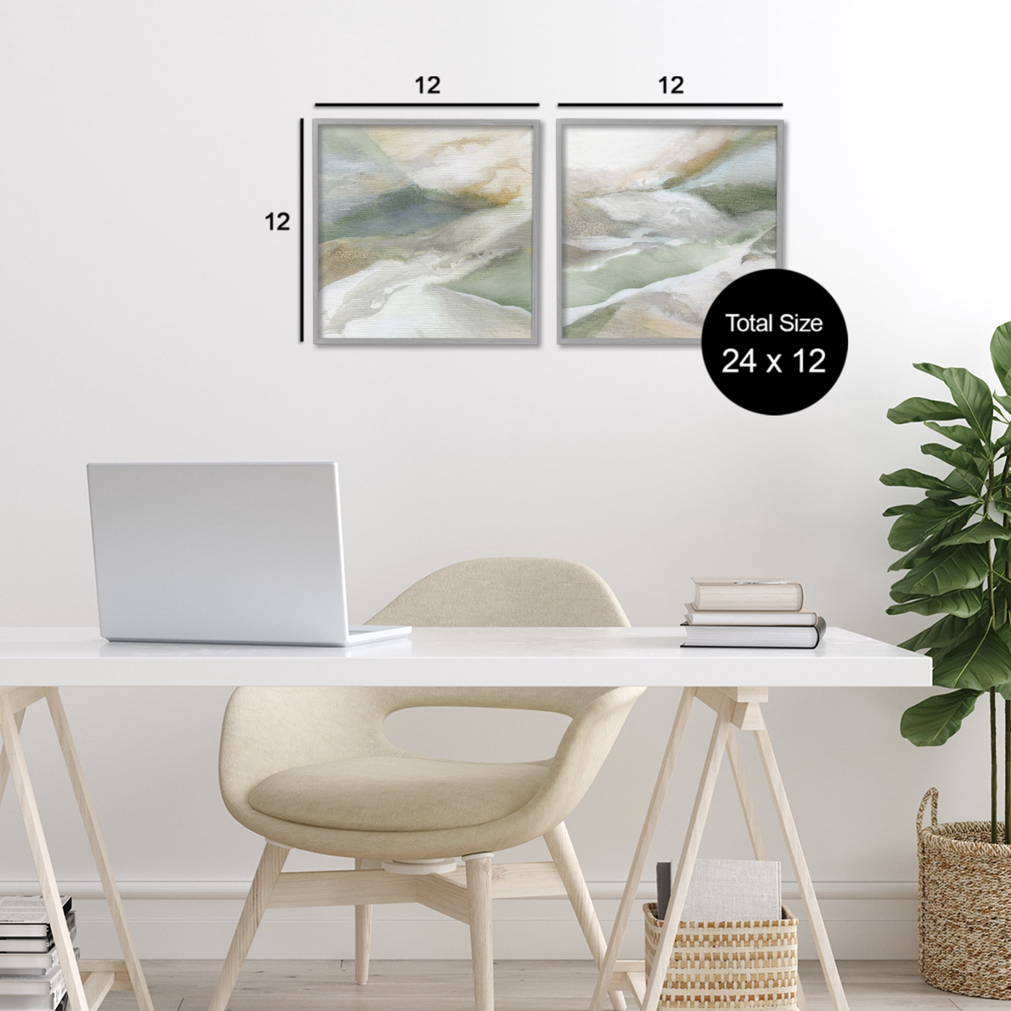 Stupell Industries Serene Misty Valley Abstraction 2 Piece Gray Framed Giclee Art Set, design by Carol Robinson
