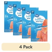 (4 pack) Great Value Gallon Freezer Guard Slider Zipper Bags, 60 Count