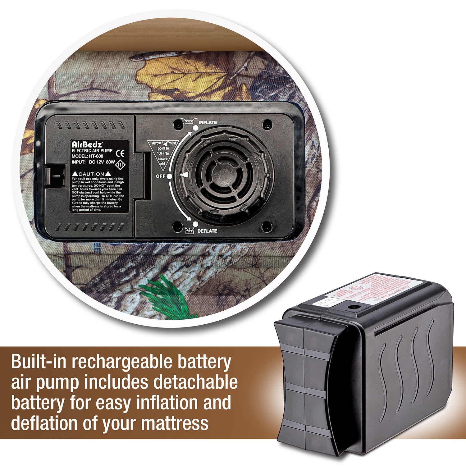 Pittman Outdoors AirBedz XUV JEEP, SUV & Crossover Vehicle Rear Seats Down Air Mattress, Built-In Rechargeable Battery Air Pump