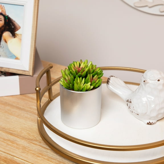 4.75" Potted Red and Green Artificial Sedum Succulent