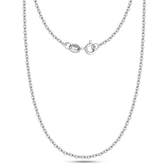 Cable Chain Necklace for Women and Men Italian Crafted 1.6mm Curb Chain 16 Inch 14K White Gold Over 925 Sterling Silver with Spring Ring Clasp