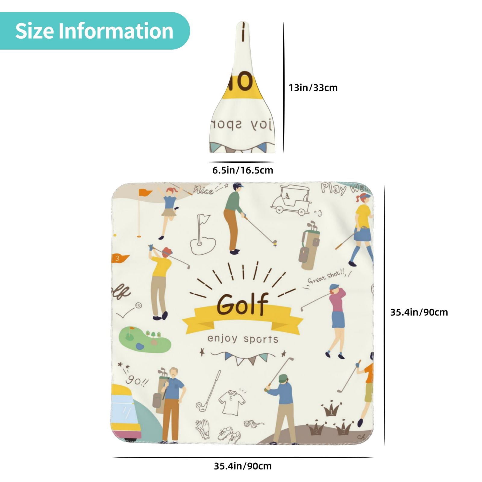 Xecao Golf Icons And Golfer print Unisex Baby Swaddle - a soft and cozy newborn receiving blanket complete with Beanie Set