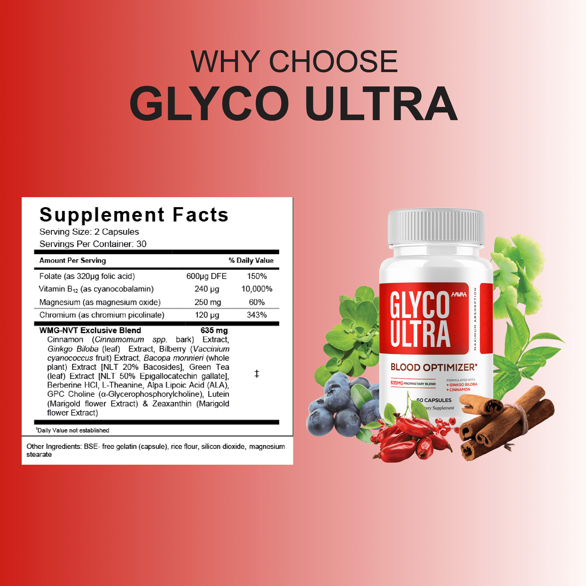 (2 Pack) Glyco Ultra Blood Optimizer Capsules, GlycoUltra Advanced Formula Support Supplement (120 Capsules)