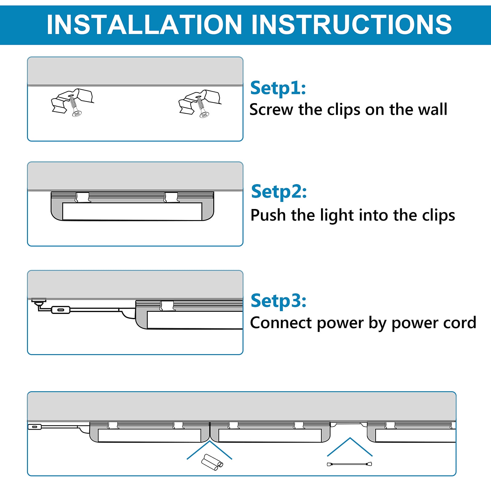 20-Pack LED Shop Light 4ft, T8, 50W Daylight White 6500LM Clear Cover, U Type