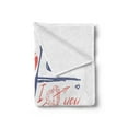 thumbnail image 2 of XOXO Soft Flannel Fleece Throw Blanket, Love Essential Tic Tac Toe Game Hearts Lips and I Love You Words, Cozy Plush for Indoor and Outdoor Use, 70" x 90", Peach Ceil Blue, by Ambesonne, 2 of 5
