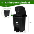 thumbnail image 3 of Dog Poop Trash Can Outside with Pooper Scooper and Metal Rake & Tray, 20L/5Gal Dog Waste Trash Can with Lid, Pedal and Removable Inner Waste Bin, Pet Poop Bin with 100 Bags, Green, 3 of 8