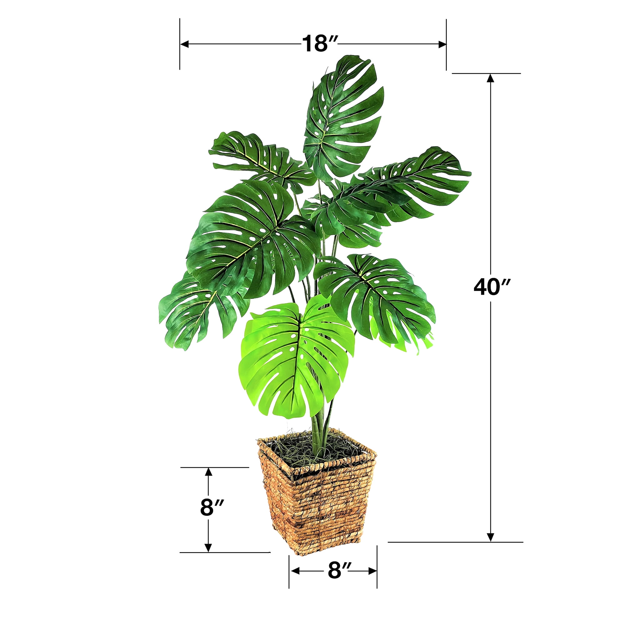 LCG Florals Artificial Plant, Monstera Plant, 3.33 ft, Square Basket