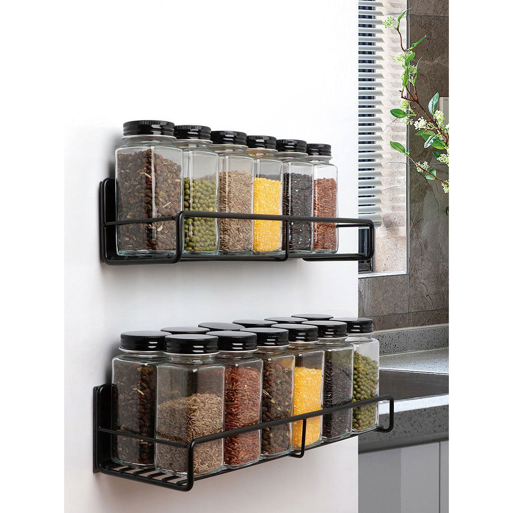 2 Pcs Magnetic Spice Rack Super Strong Magnetic Rack Organizer Rustproof Heavy Duty Refrigerator Spice Shelf No Drilling Walmart