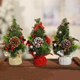 thumbnail image 4 of Cloth Ribbon Jingle Bell Mini Christmas Pine Tree Desk  Small Craft Decoration Home Office Show Window Ornament Gift, 4 of 6