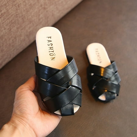 

up to 60% off Gifts Dianli Toddler Sandals Lightweight Breathable Toddler Shoes Baby Girls Cute Weave Hollow Out Non-slip Soft Sole Beach Roman Sandals Slippers Black Savings Toddler Sandals 5-6Years