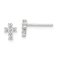 thumbnail image 1 of 925 Sterling Silver Cubic Zirconia Cz Cross Earrings Ball Button Religious, 1 of 6